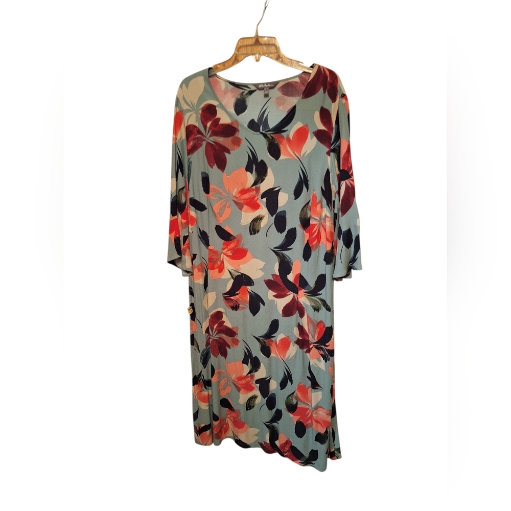 Ulla Popken Colorful Floral Lightweight Midi Dress Ladies Plus Size 18 Church